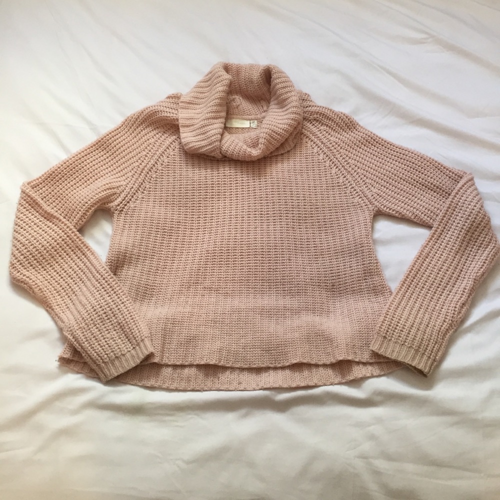 Baby light pink turtleneck knit long sleeve sweate - Picture 7 of 9